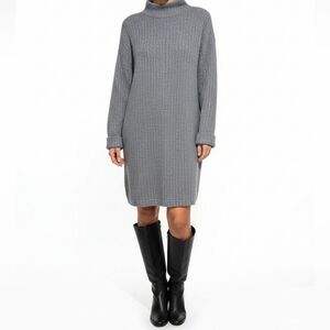 MNG Heather Gray Cable Knit Sweater Dress